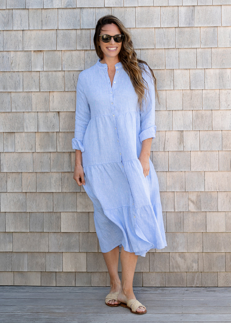 The Linen Tiered Midi Dress