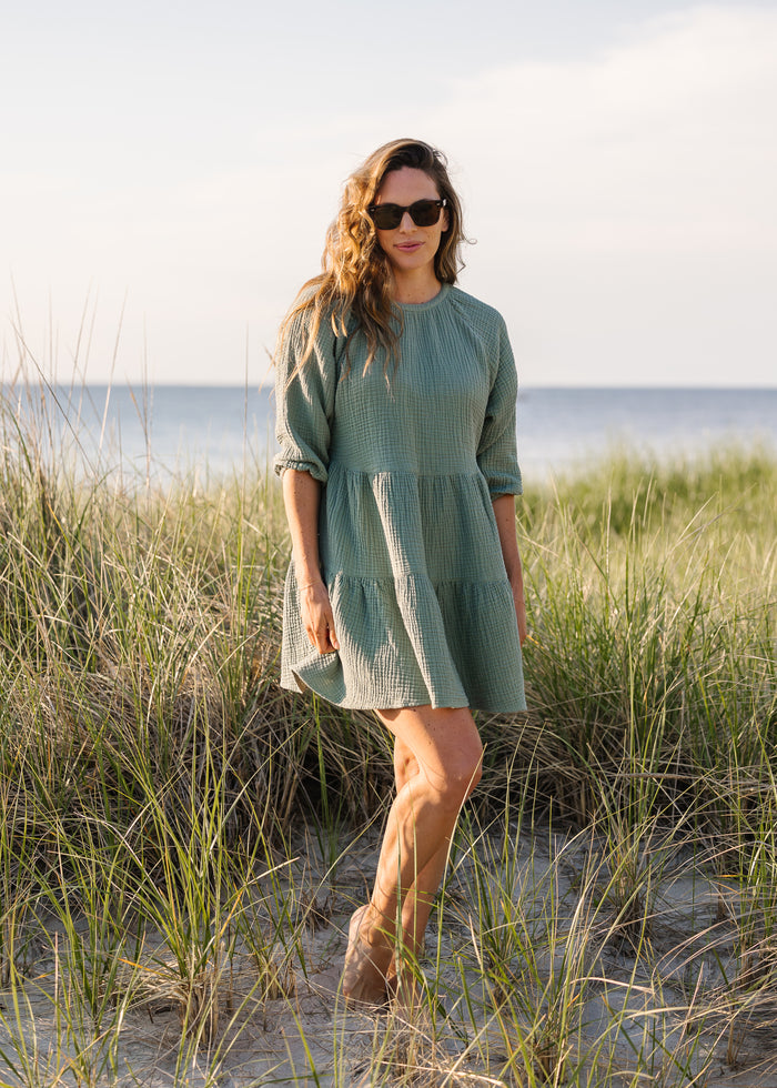 The Organic Cotton Gauze Puff Sleeve Dress - Triple Gauze