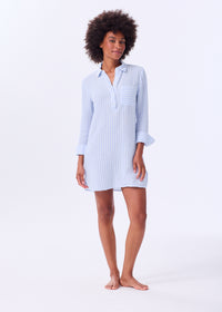 The Organic Cotton Gauze Shirt Dress - Striped - Sale