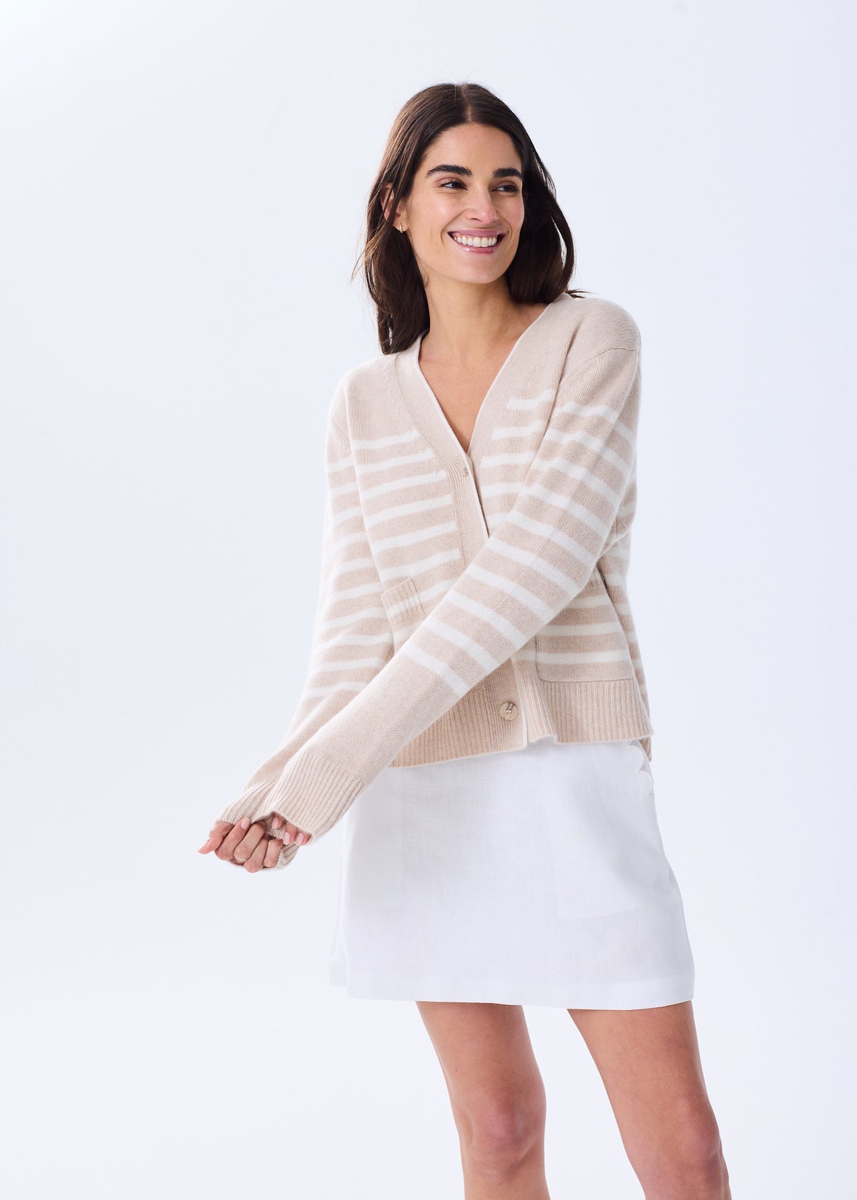 The Cashmere Cardigan - Striped