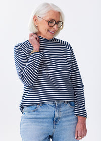 The Mock Neck Sweatshirt - Striped