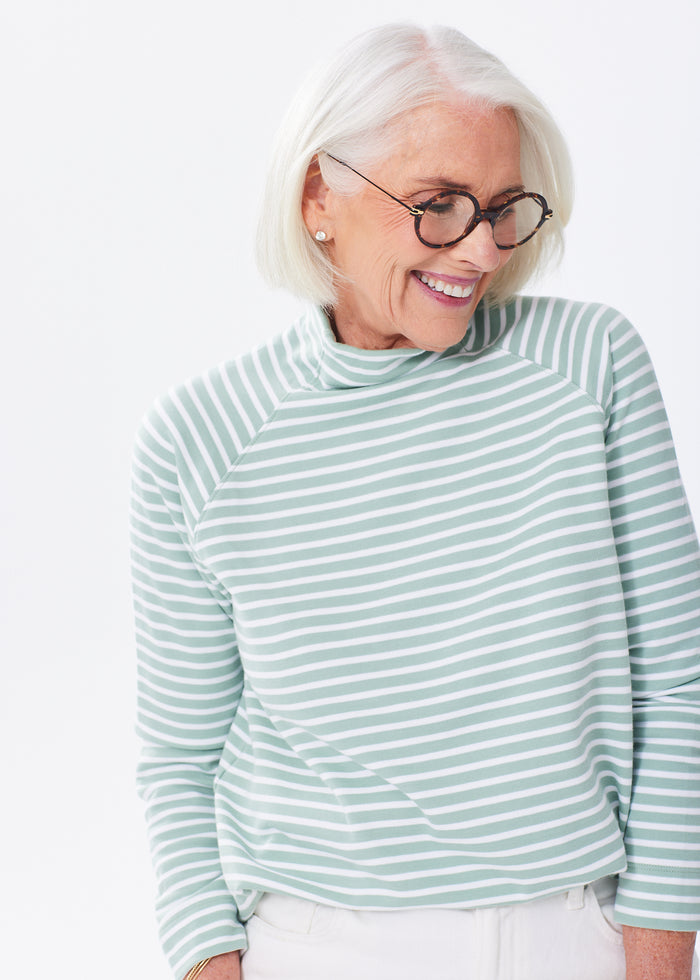 The Mock Neck Sweatshirt - Striped