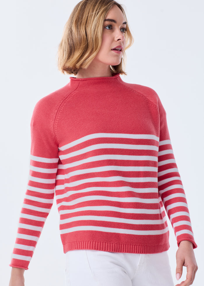 The Cotton Mock Neck - Striped