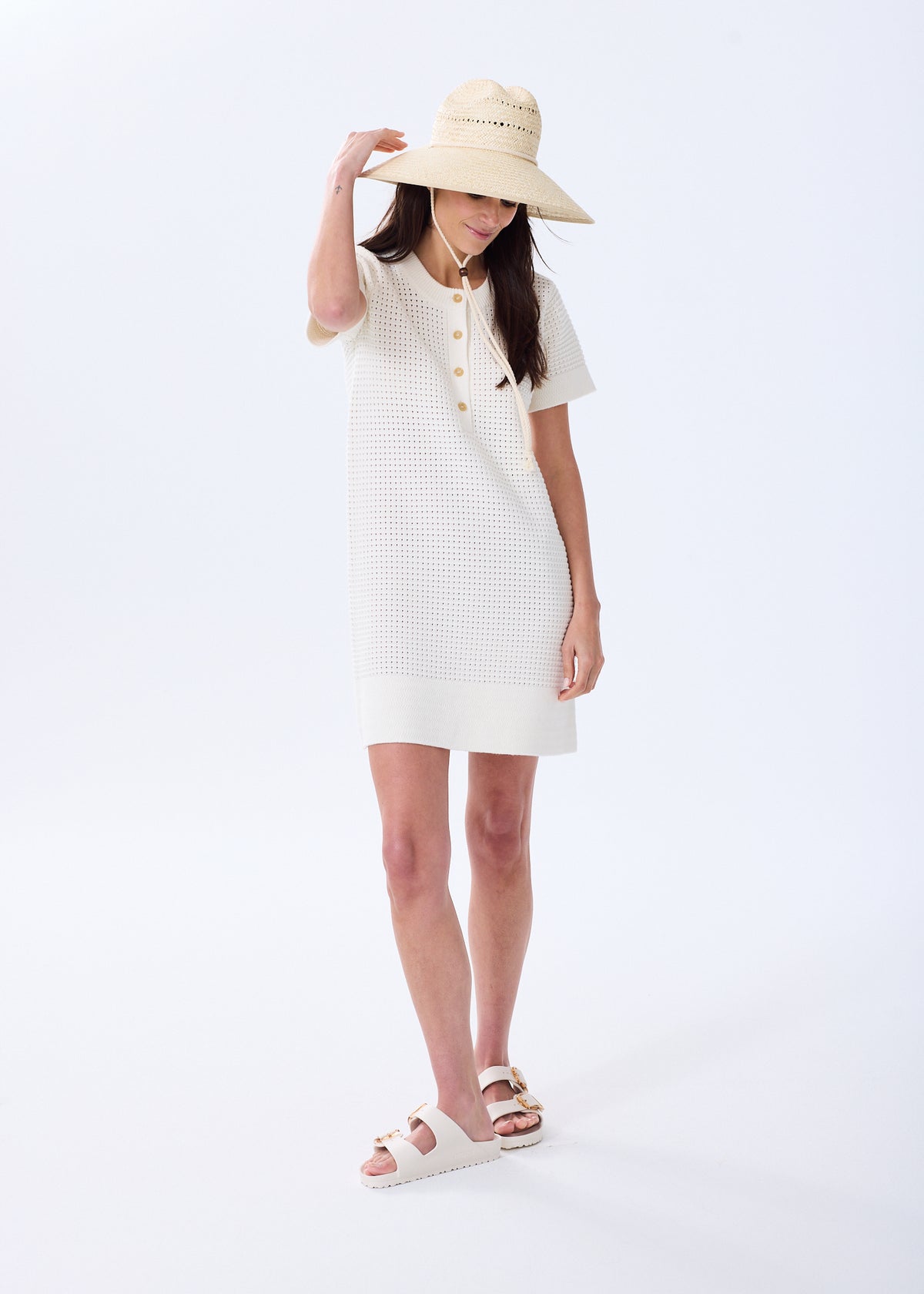 The Cotton Crochet Henley Dress