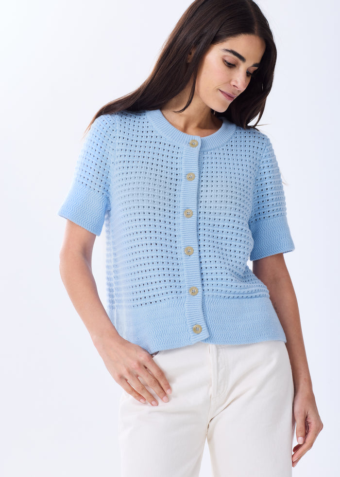 The Short Sleeve Cotton Crochet Cardigan