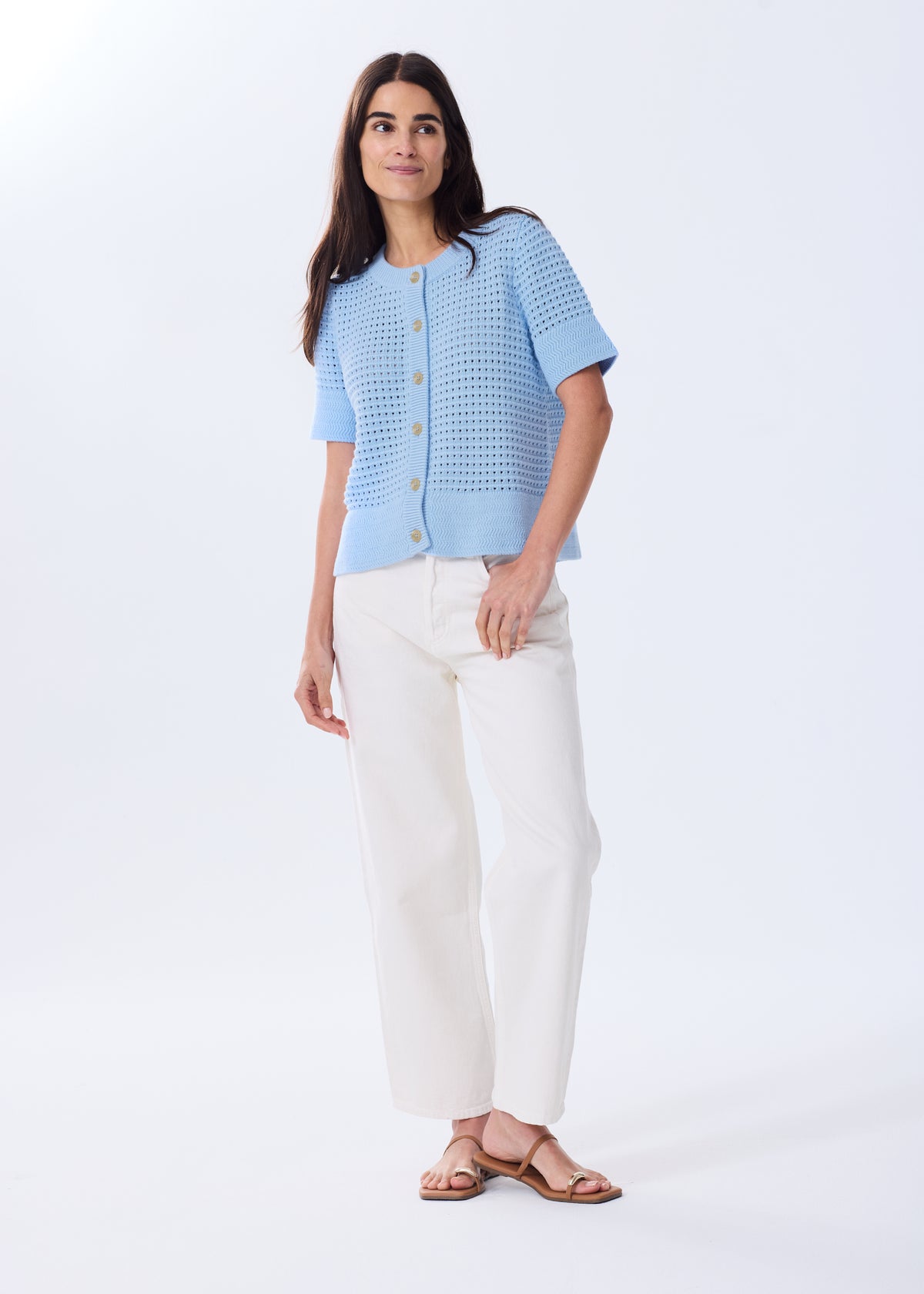 The Short Sleeve Cotton Crochet Cardigan