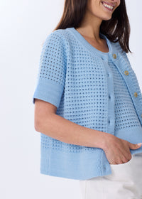 The Short Sleeve Cotton Crochet Cardigan