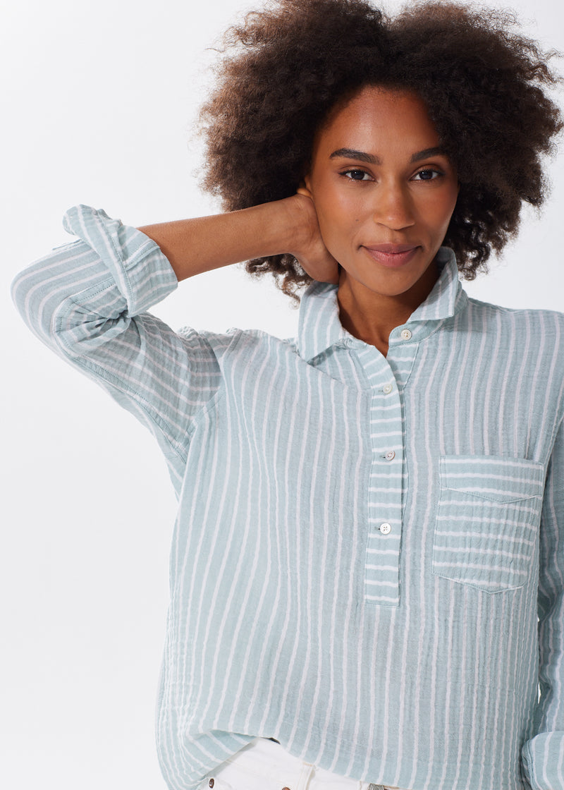 The Striped Organic Cotton Cloud Top - Double Gauze