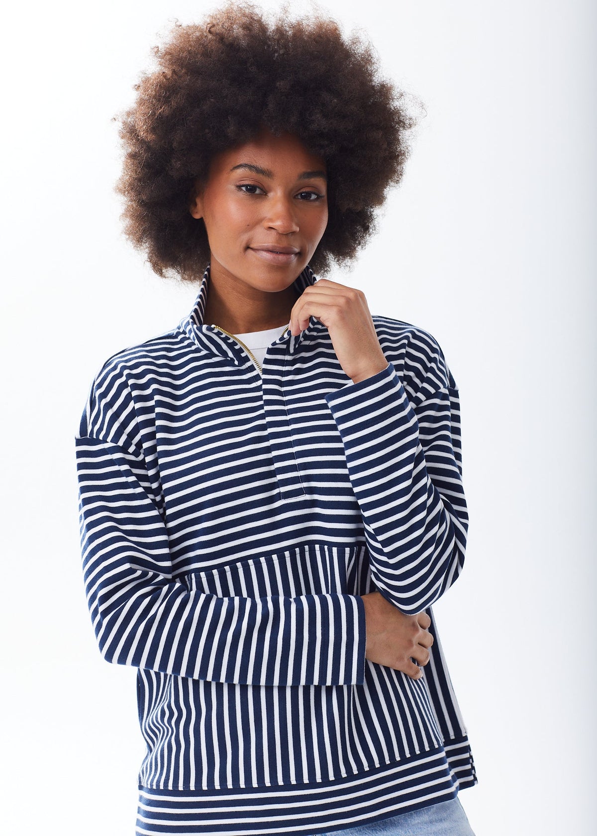 The Zip-Up Sweatshirt - Striped - Discontinued Colors