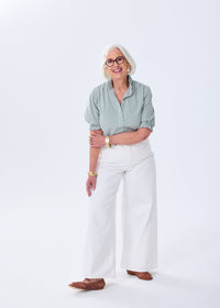 The Short Sleeve Ruffle Blouse - Striped