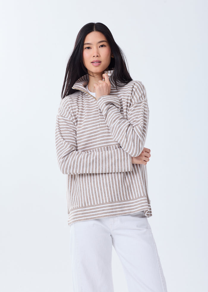 The Zip-Up Sweatshirt - Striped