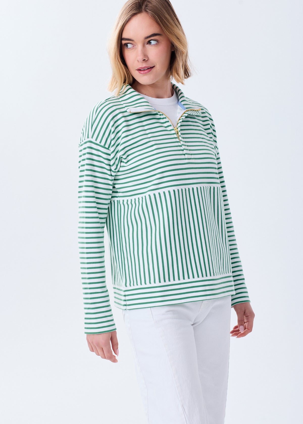 The Zip-Up Sweatshirt - Striped