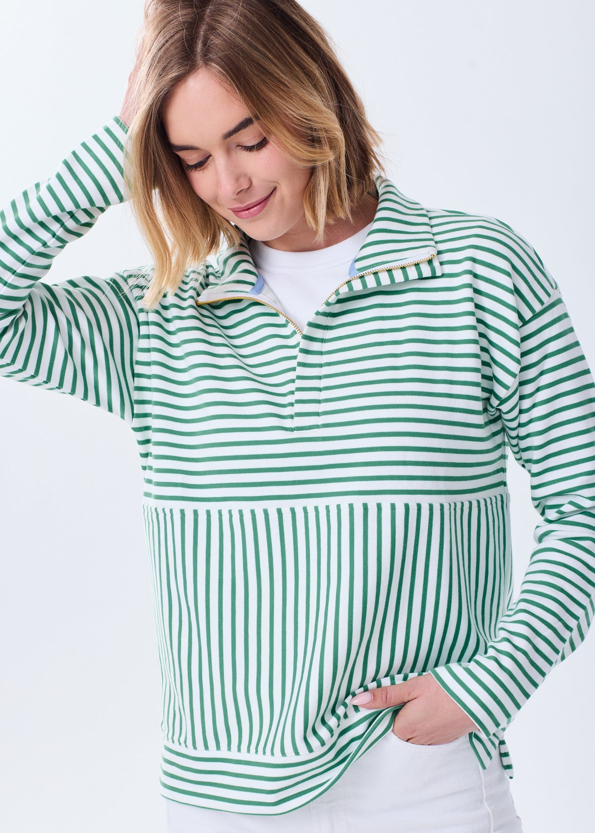 The Zip-Up Sweatshirt - Striped