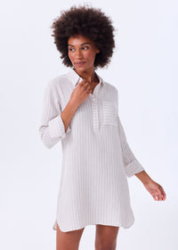The Organic Cotton Gauze Shirt Dress - Striped - Sale
