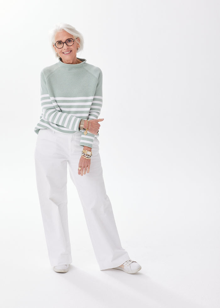 The Cotton Mock Neck - Striped - Discontinued Color