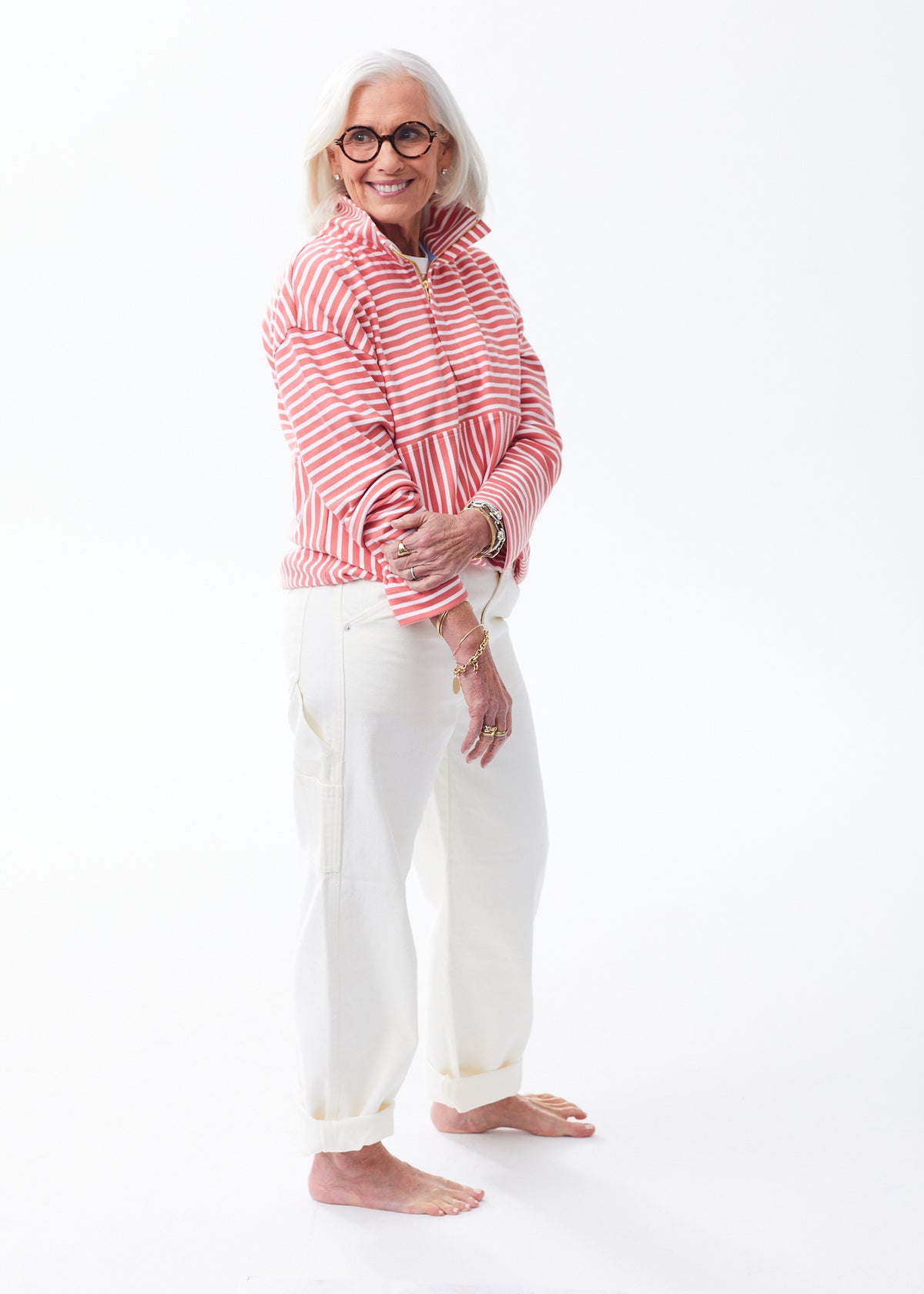 The Zip-Up Sweatshirt - Striped